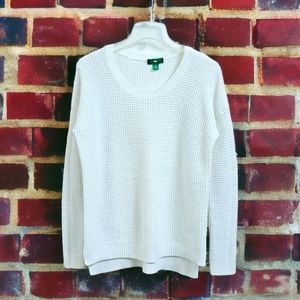 Dip Waffle Knit Stretch Shirt Men's Size S Off White Crew Pullover Top